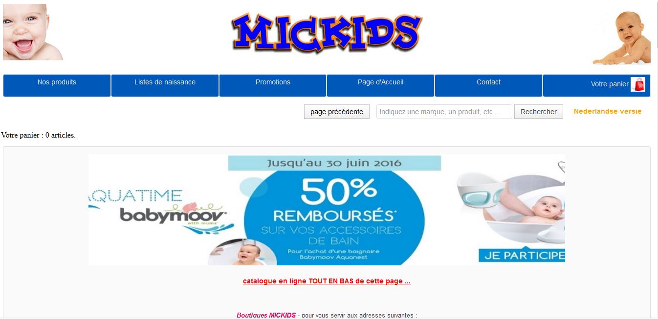 Mickids.be E-commerce Puériculture